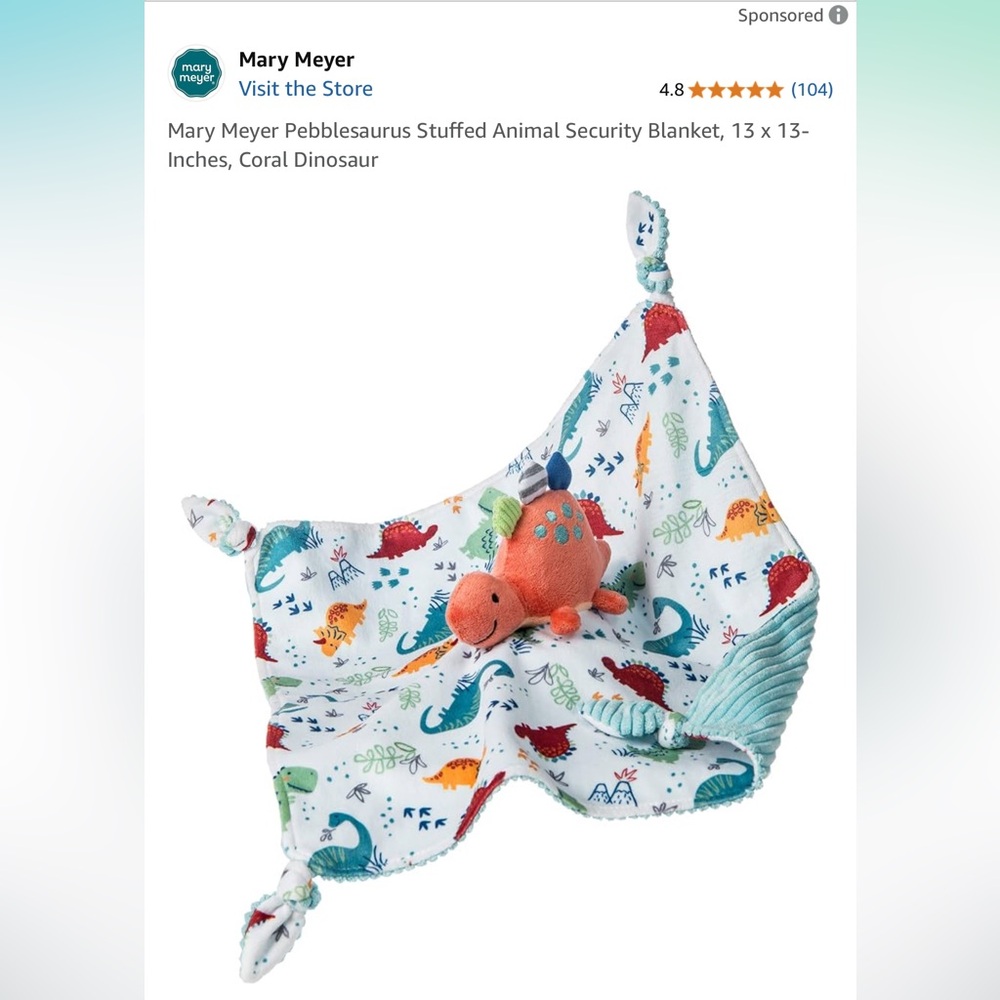 Dinosaur Print Kids Security Blanket